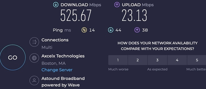 astound internet speed test
