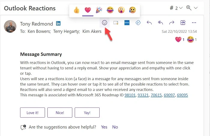 What Is an Email Reaction in Outlook