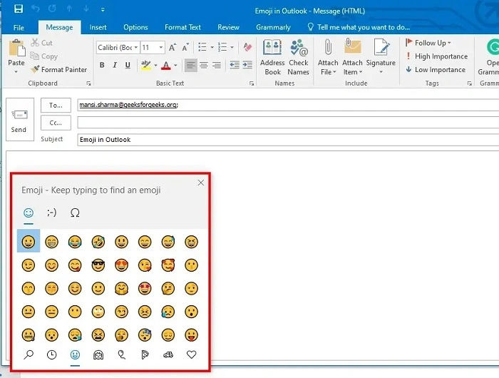 Adding Emojis in Outlook on Windows (AKA the Workhorse Method)