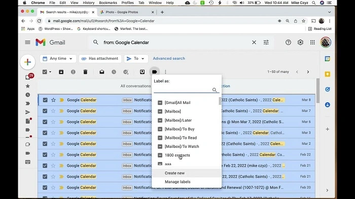 moving emails to folders in gmail
