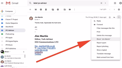 how to block someone on gmail