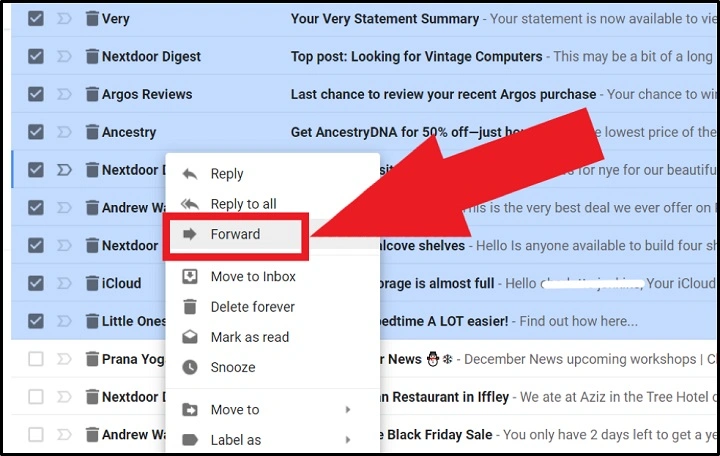 forward emails from gmail