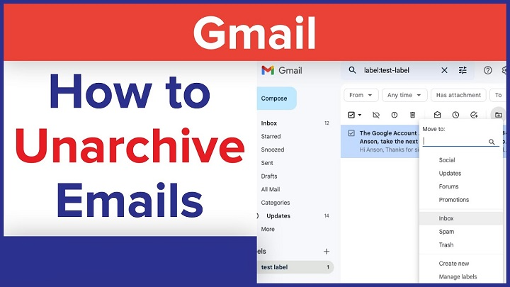 how to unarchive emails in gmail