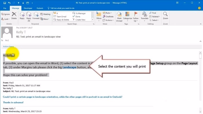 How to Print an Entire Email Thread in Outlook 1