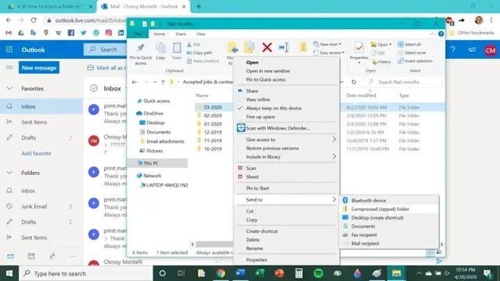 how to attach a folder to an email