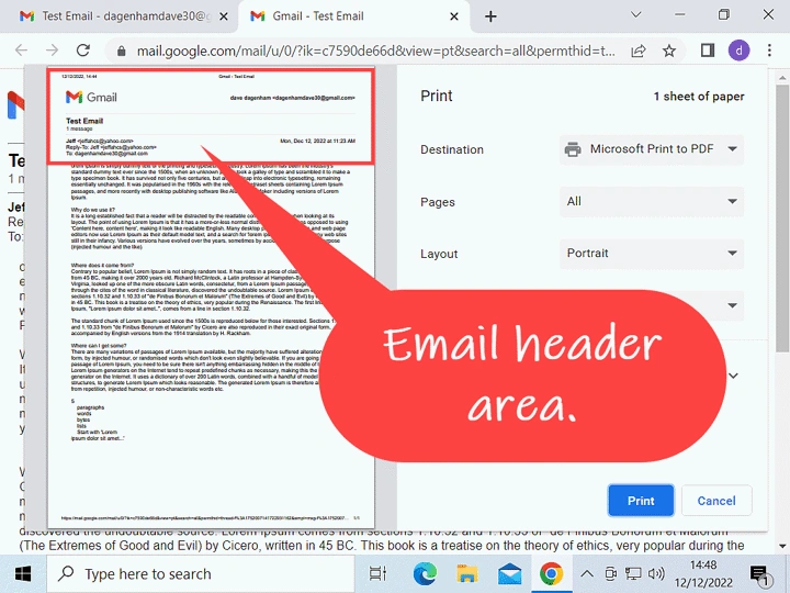how to print an email